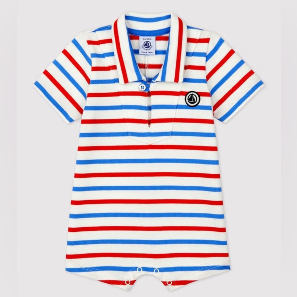 SOLD Petit Bateau Baby Boy French Stripe Romper 12m